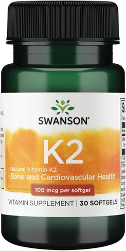 Swanson Vitamin K2 (Menaquinone-7) - Vitamin Supplement Supporting Cardiovascular and Bone Health - Made from Japanese Natto to Help Regulate Calcium - (30 Softgels, 100mcg Each) in Saudi Arabia