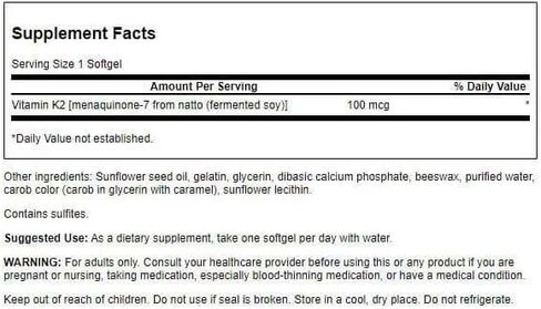 Swanson Vitamin K2 (Menaquinone-7) - Vitamin Supplement Supporting Cardiovascular and Bone Health - Made from Japanese Natto to Help Regulate Calcium - (30 Softgels, 100mcg Each) in Saudi Arabia