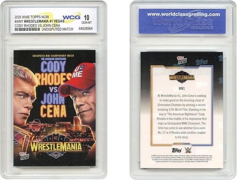 2025 WWE Topps Cody Rhodes vs John Cena Undisputed Championship Match Wrestlemania 41 Card #WM1 - Graded GEM Mint 10 in Saudi Arabia