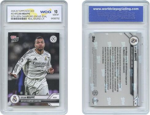 2024-25 Topps Now UCC KYLIAN MBAPPE بطاقة هدف دوري UEFA رقم 50 رقم 63 - متدرجة GEM Mint 10 in Saudi Arabia