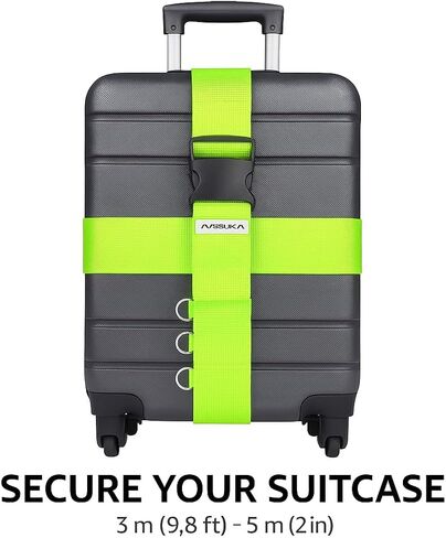 Adjustable Luggage Straps with Buckle 2pcs, Heavy-Duty Suitcase Straps for Travel,Durable Packing Straps2 x 9.8' Black in Saudi Arabia