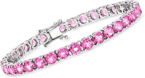 روس سايمونز 20.00 CT. T.W. سوار التنس توباز الوردي في الفضة الاسترليني in Kuwait