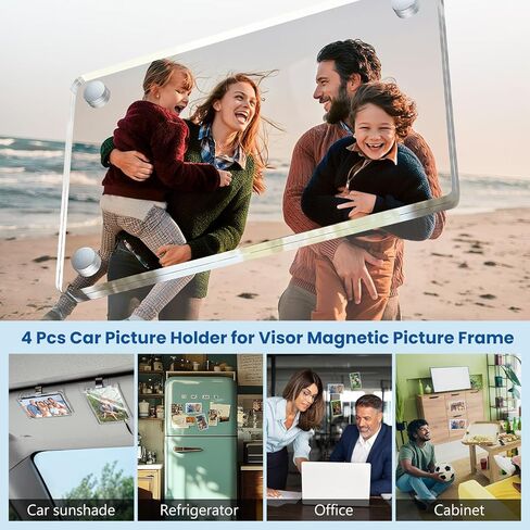 2 PCS Car Picture حامل لـ Sun Visor ، 2.4 × 3.5 بوصة مقطع صور أكريليك مغناطيسي للسيارة ， إكسسوارات مخصصة للسيارة ، إطار صورة للسيارة Sunshade ، عرض ذكرياتك الثمينة أثناء التنقل in Saudi Arabia