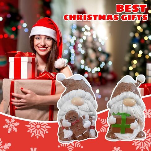 زخارف عيد الميلاد الزنجبيل زخارف عيد الميلاد راتنجات داخلية الزنجبيل ديكور منزل مع مصابيح LED 9 * 5 * 10.2 بوصة ديكور الطاولة المطبخ للنساء in Saudi Arabia