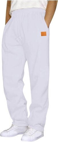 Men's High Waisted Sweatpants Straight Leg Open Bottom Lounge Pants Drawstring Casual Athletic Joggers with Pockets in Saudi Arabia