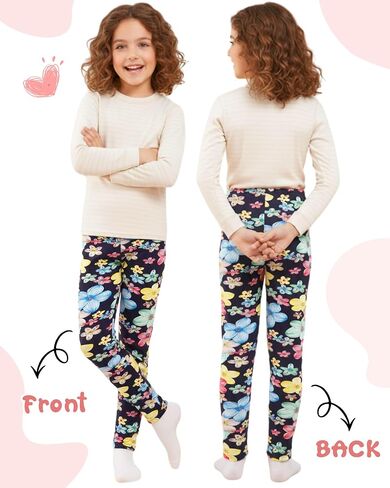 4 Pack Girls' Fleece Lined Leggings Winter Tights Pants Soft Warm Stretchy Pants in Saudi Arabia