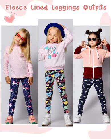 4 Pack Girls' Fleece Lined Leggings Winter Tights Pants Soft Warm Stretchy Pants in Saudi Arabia