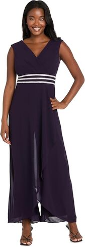 R&M Richards Sleeveless Crossover Chiffon Jumpsuit W/Rhinestone Waistband & Overlay in Saudi Arabia