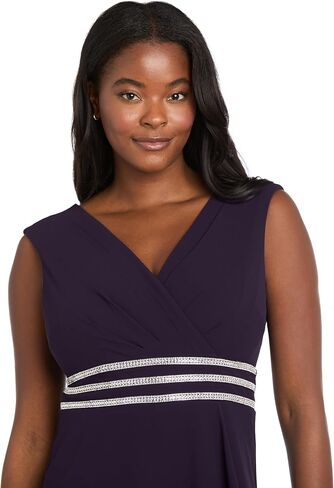R&M Richards Sleeveless Crossover Chiffon Jumpsuit W/Rhinestone Waistband & Overlay in Saudi Arabia