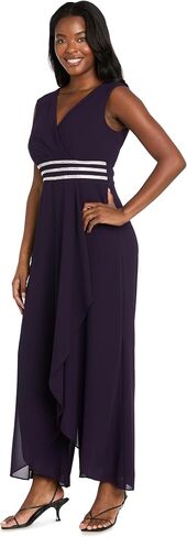 R&M Richards Sleeveless Crossover Chiffon Jumpsuit W/Rhinestone Waistband & Overlay in Saudi Arabia