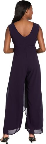 R&M Richards Sleeveless Crossover Chiffon Jumpsuit W/Rhinestone Waistband & Overlay in Saudi Arabia