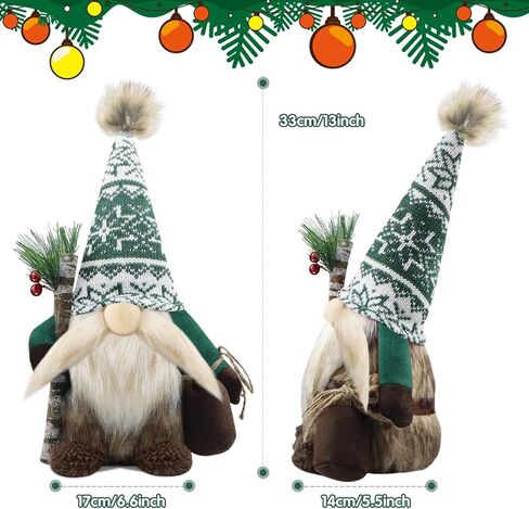 Gehydy Christmas Gnomes Plush Decorations Handmade Scandinavian Tomte Stuffed Santa with Branch and Bag Xmas Decor for Home Kitchen Farmhouse Tiered Tray - White in Saudi Arabia