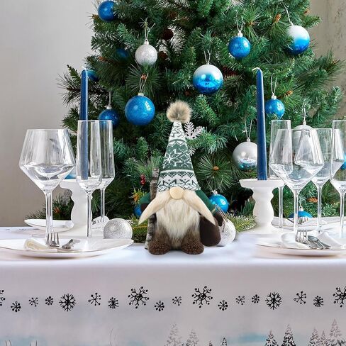 Gehydy Christmas Gnomes Plush Decorations Handmade Scandinavian Tomte Stuffed Santa with Branch and Bag Xmas Decor for Home Kitchen Farmhouse Tiered Tray - White in Saudi Arabia