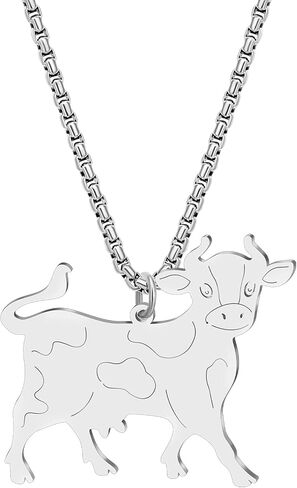Stainless Steel Milk Cow Necklace Farm Animals Chain Pendant Jewelry for Women Charms Cow Gifts in Saudi Arabia