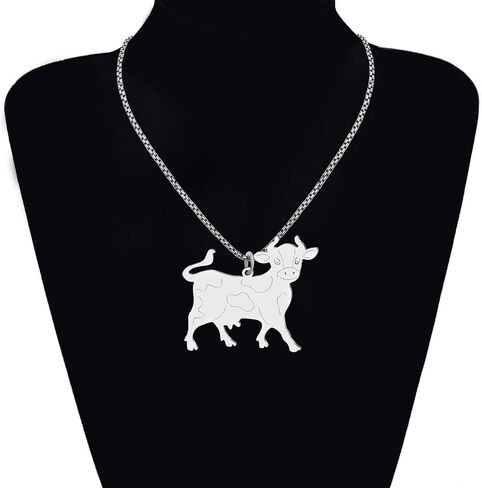 Stainless Steel Milk Cow Necklace Farm Animals Chain Pendant Jewelry for Women Charms Cow Gifts in Saudi Arabia