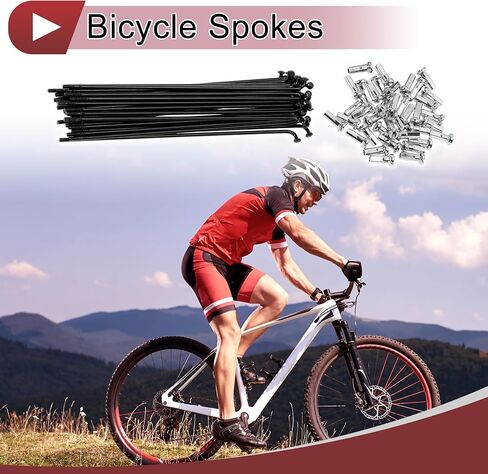 38 Set 14G Bicycle Spokes 260mm Bike Wheel Spokes Carbon Steel Black in Saudi Arabia