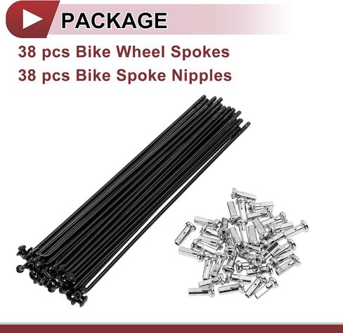 38 Set 14G Bicycle Spokes 260mm Bike Wheel Spokes Carbon Steel Black in Saudi Arabia