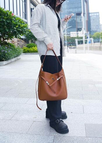 Genuine Leather Hobo Bag for Women, Slouchy tote Bags Purse Shoulder bag in Kuwait