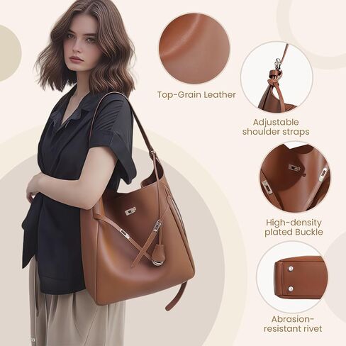Genuine Leather Hobo Bag for Women, Slouchy tote Bags Purse Shoulder bag in Kuwait
