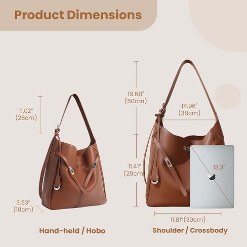 Genuine Leather Hobo Bag for Women, Slouchy tote Bags Purse Shoulder bag in Kuwait
