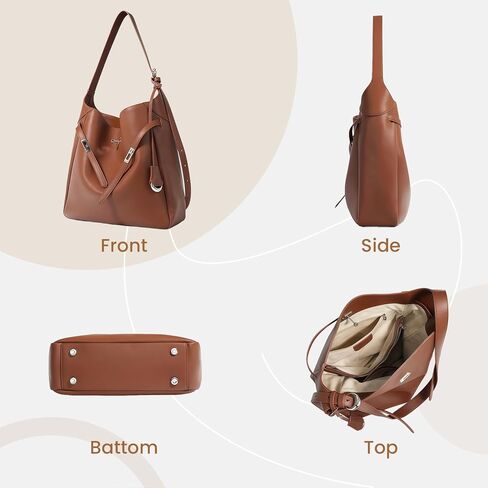 Genuine Leather Hobo Bag for Women, Slouchy tote Bags Purse Shoulder bag in Kuwait