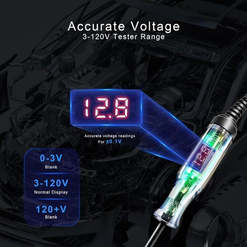 Upgraded Automotive Test Light 3-48V DC Digital LED Circuit Tester, Heavy Duty Light Tester with Voltmeter & Dual Color Polarity Indicate Light, Auto Voltage Tester Electric Light Test Pen in Saudi Arabia