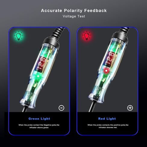 Upgraded Automotive Test Light 3-48V DC Digital LED Circuit Tester, Heavy Duty Light Tester with Voltmeter & Dual Color Polarity Indicate Light, Auto Voltage Tester Electric Light Test Pen in Saudi Arabia