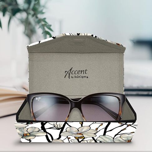RainCaper Folding Travel Sunglasses & Reading Eyeglasses Case - Vegan Leather, Compact, Magnetic Closure, Slim Trifold Design, with Lens Cleaning Cloth, Tiffany Dragonfly - Purple in Kuwait
