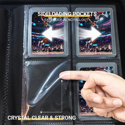 Toploader Binder 4 Pocket, Holds 128 Toploaders, Double-Sided Card Storage Binder for 3" x 4" Rigid Cards, PU Leather Album for Trading Cards & Sports Cards(black) in Saudi Arabia