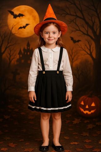 LOLANTA Girls Pleated Skirt Kids Suspender Uniform Skort Elastic Overall Dress with Removable Straps for 7-13 Years in Saudi Arabia
