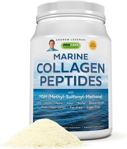 ANDREW LESSMAN Marine Collagen Peptides Powder & MSM 30 Servings - Supports Radiant Smooth Soft Skin, Comfortable Joints. Pure. Super Soluble No Fishy Flavor No Additives Non-GMO in Saudi Arabia