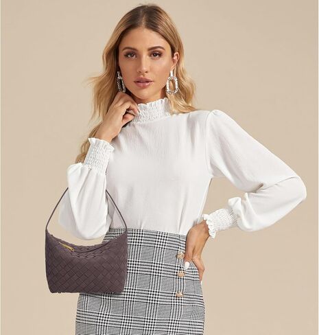 حقيبة كتف من جلد الغزال للنساء أعلى مقبض مقبض صغير أكياس صغيرة فاخرة من جلد الغزال النباتي in Kuwait