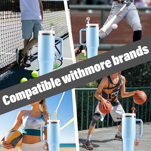 3PCS Straw Cover for Stanley Cup 30&40 Oz 10mm Silicone Straw Topper Protector Lid with 1PCS 3D Personalized Tennisball Charm Stanley Tumblers Accessories (3pcs Tennisball +1pcs Tennisball Charm) in Saudi Arabia