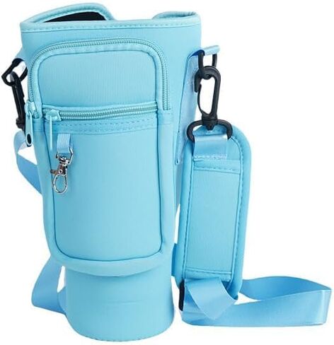 Water Bottle Carrier Bag Holder with Phone Pocket Adjustable Strap for Stanley 30 40oz, Insulated Neoprene Cover Sleeve Sling Crossbody Bag for Walking Camping Hiking Travelling in Saudi Arabia