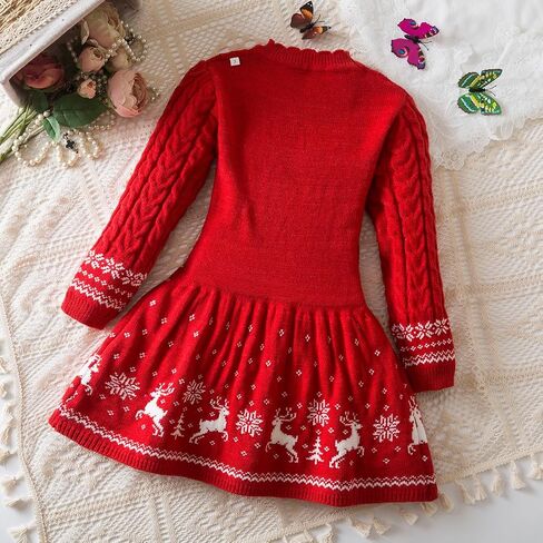 NNJXD Girls Long Sleeve Autumn Winter Knit Sweater Christmas Dress Casual Wear in Saudi Arabia