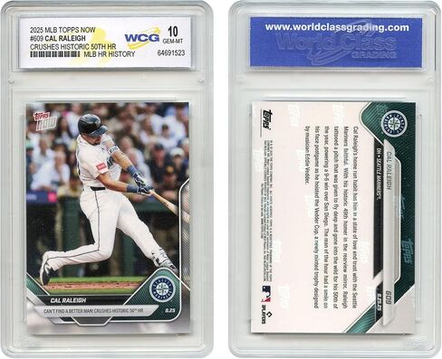 2025 MLB Topps Cal Raleigh Seattle Mariners Catcher Crushes Historic Baseball History 50th HR Card #609 - Graded GEM Mint 10 in Saudi Arabia