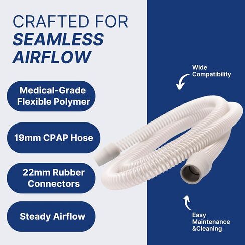 خرطوم CPAP من Snugell™ | أنبوب CPAP العالمي الممتاز 8 أقدام | متوافق مع ريسمد، جهاز التنفس، فيشر وبايكل | ومعظم CPAP، وBiPAP، وBiLevel التجارية (2) in Saudi Arabia