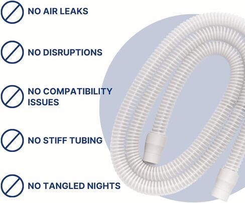 خرطوم CPAP من Snugell™ | أنبوب CPAP العالمي الممتاز 8 أقدام | متوافق مع ريسمد، جهاز التنفس، فيشر وبايكل | ومعظم CPAP، وBiPAP، وBiLevel التجارية (2) in Saudi Arabia