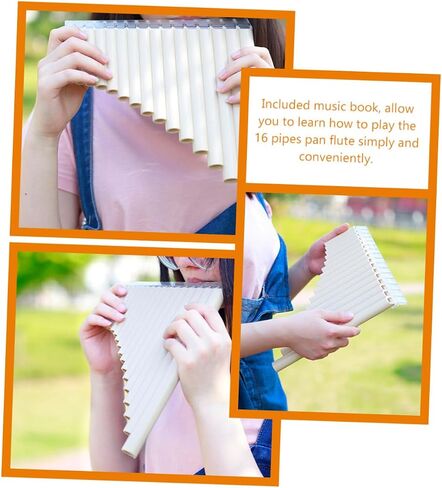 Generic Key Pan Flute in C Key for Beginners Lightweight Woodwind Instrument with Comfortable Grip and Included Music Book for Easy Learning and Teaching in Saudi Arabia