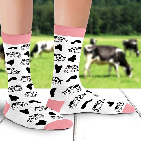 VICRAZY Cow Print Stuff Socks - Fuzzy Socks for Women with Funny cow Print Stuff, Funny Present for Women, Stockings for Cow Lovers Accessories, Christmas Gifts for Her in Saudi Arabia