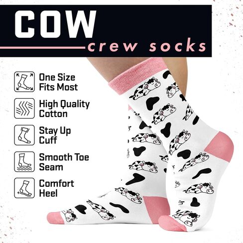 VICRAZY Cow Print Stuff Socks - Fuzzy Socks for Women with Funny cow Print Stuff, Funny Present for Women, Stockings for Cow Lovers Accessories, Christmas Gifts for Her in Saudi Arabia