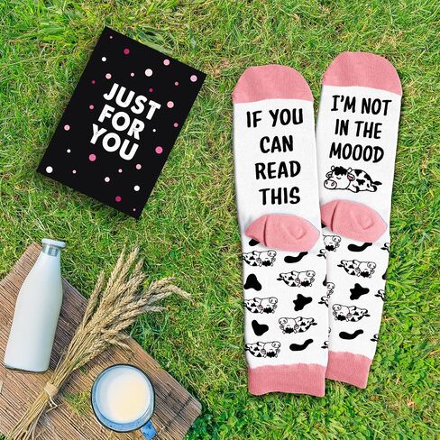 VICRAZY Cow Print Stuff Socks - Fuzzy Socks for Women with Funny cow Print Stuff, Funny Present for Women, Stockings for Cow Lovers Accessories, Christmas Gifts for Her in Saudi Arabia