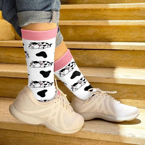 VICRAZY Cow Print Stuff Socks - Fuzzy Socks for Women with Funny cow Print Stuff, Funny Present for Women, Stockings for Cow Lovers Accessories, Christmas Gifts for Her in Saudi Arabia