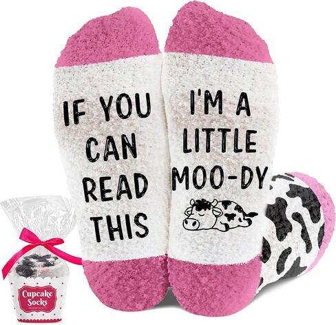 VICRAZY Cow Print Stuff Socks - Fuzzy Socks for Women with Funny cow Print Stuff, Funny Present for Women, Stockings for Cow Lovers Accessories, Christmas Gifts for Her in Kuwait