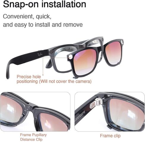 Polarized Clip For Ray-Ban Meta Wayfarer RW4008 Size L 53-22,Polarized lenses for Rayban Meta Accessories in Saudi Arabia