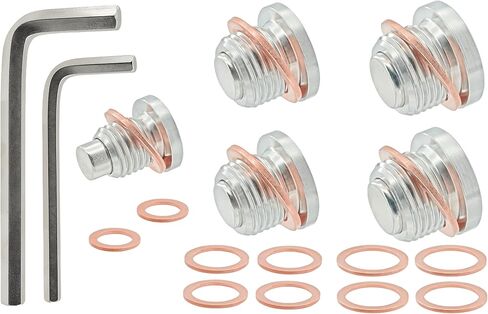 5 PCS Magnetic Stainless Steel Engine Front Differential Rear Transmission Oil Drain Fill Plug Kit, fits Polaris General Rzr Ranger Sportsman Replace 7052306 2203738 2203739 3234756 3234755 in Kuwait