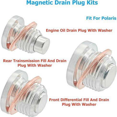 5 PCS Magnetic Stainless Steel Engine Front Differential Rear Transmission Oil Drain Fill Plug Kit, fits Polaris General Rzr Ranger Sportsman Replace 7052306 2203738 2203739 3234756 3234755 in Kuwait