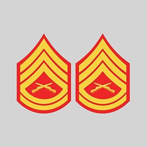 ملصق من الفينيل مقطوع بالقالب E-7 Gunnery Sergeant Insignia مصنوع في الولايات المتحدة الأمريكية in Saudi Arabia