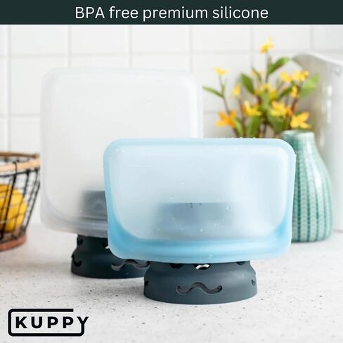 رف تجفيف زجاجات المياه من السيليكون من Kuppy - مجفف زجاجات سريع الجفاف لأكواب 20-64oz - رف تجفيف حقيبة تخزين الطعام القابل لإعادة الاستخدام - متوافق مع ستانلي، أوالا، ستاشر (أخضر، عبوتان) in Saudi Arabia