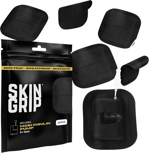 رقعة جيب لاصقة من Skin Grip Tandem Mobi مع فتحة - 5 عبوات - حافظة جيب مقاومة للماء والعرق، تحل محل الرقعة الأصلية، تدوم أكثر من 6 أيام، صديقة للبشرة، (أسود) in Kuwait